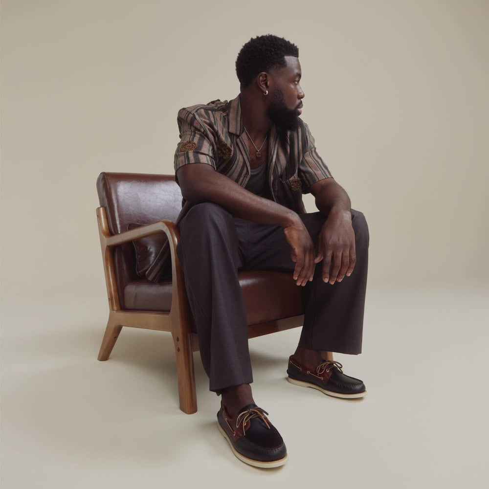 Gold Authentic Original™ 2-Eye Lite Boat Shoe Black Combo Men's Leather