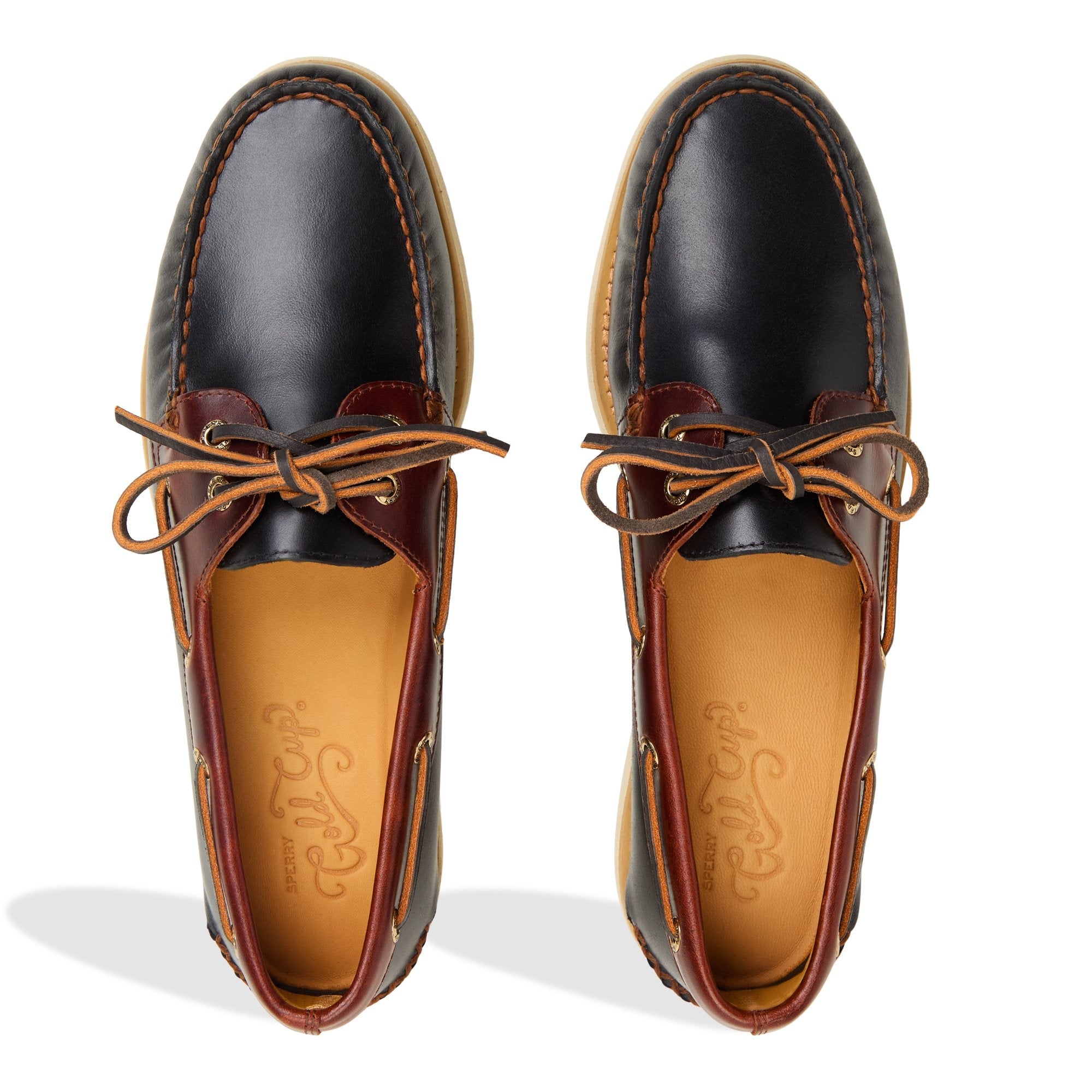 Gold Authentic Original™ 2-Eye Lite Boat Shoe Black Combo Men's Leather