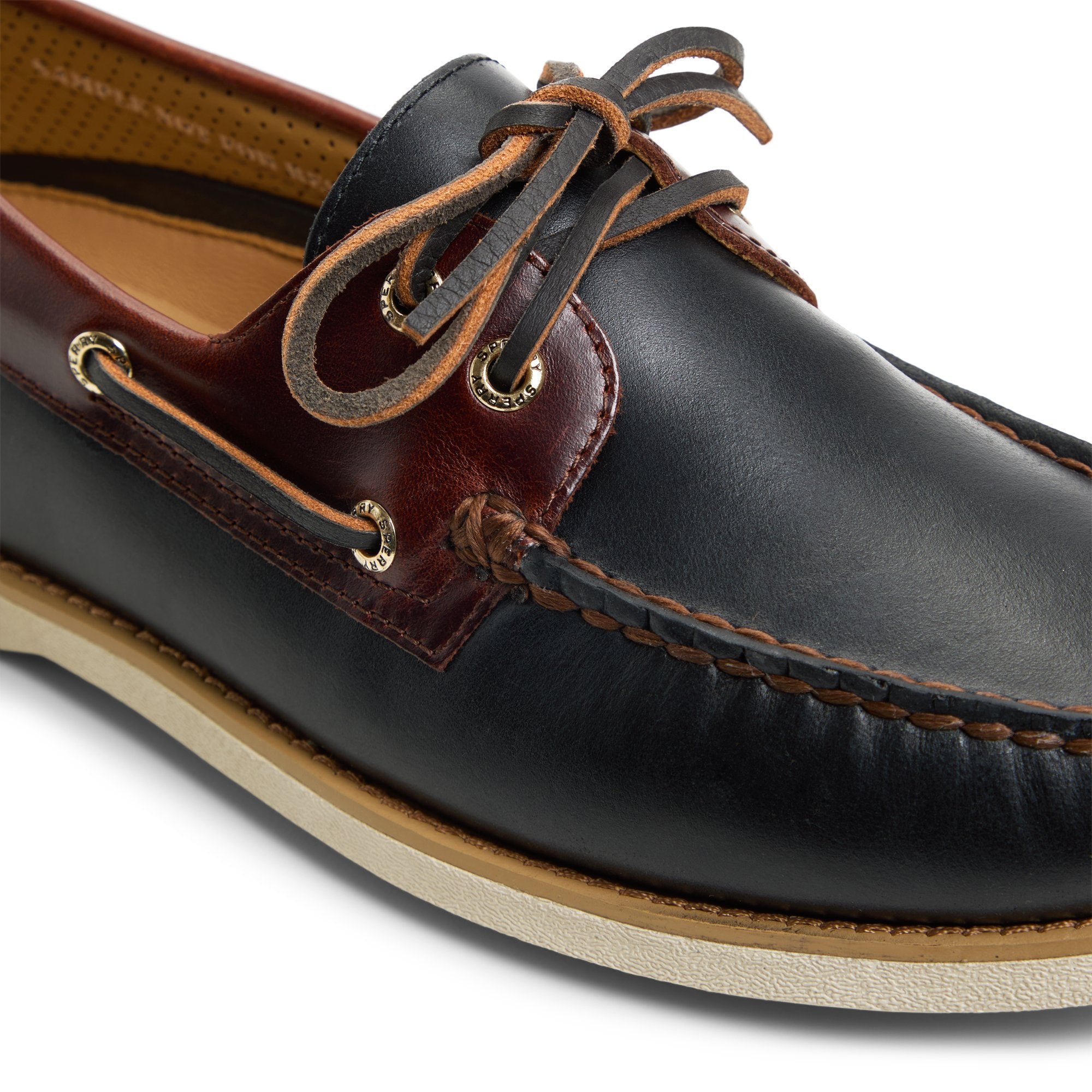 Gold Authentic Original™ 2-Eye Lite Boat Shoe Black Combo Men's Leather