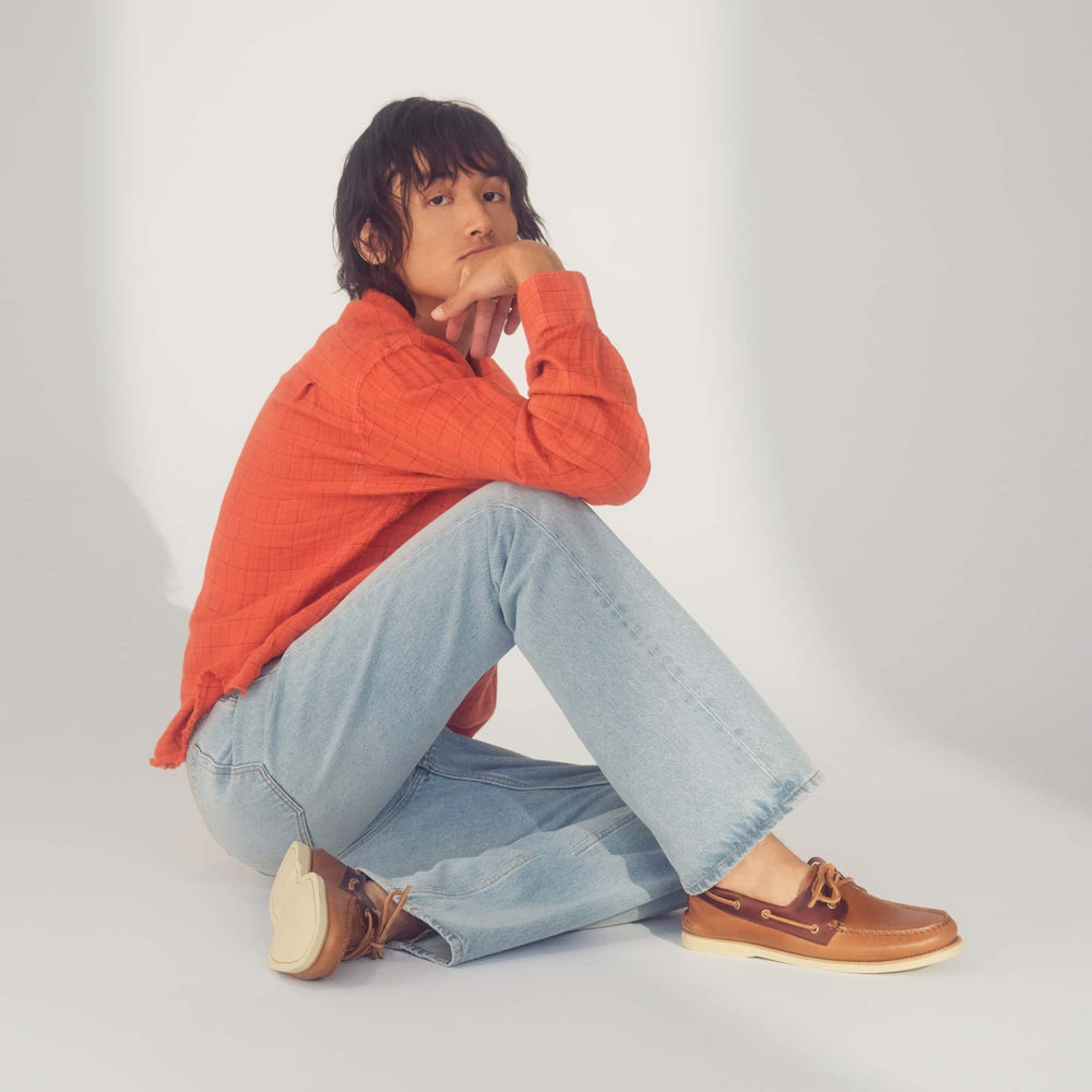 Gold Authentic Original™ 2-Eye Lite Boat Shoe Tan Combo Men's Leather