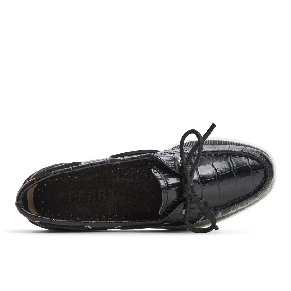 Authentic Original™ 1 Eye Boat Shoe Black Women's Leather