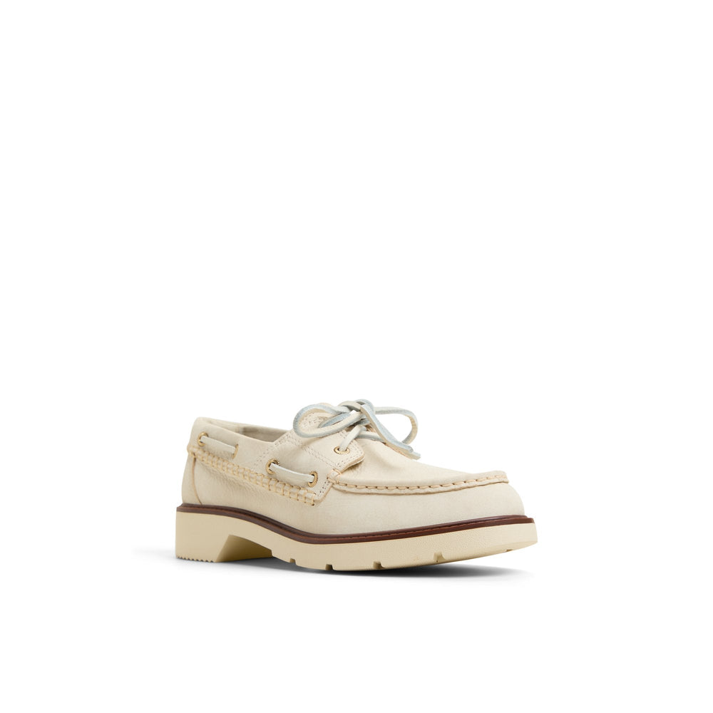 Wells boat Cream Women's Leather