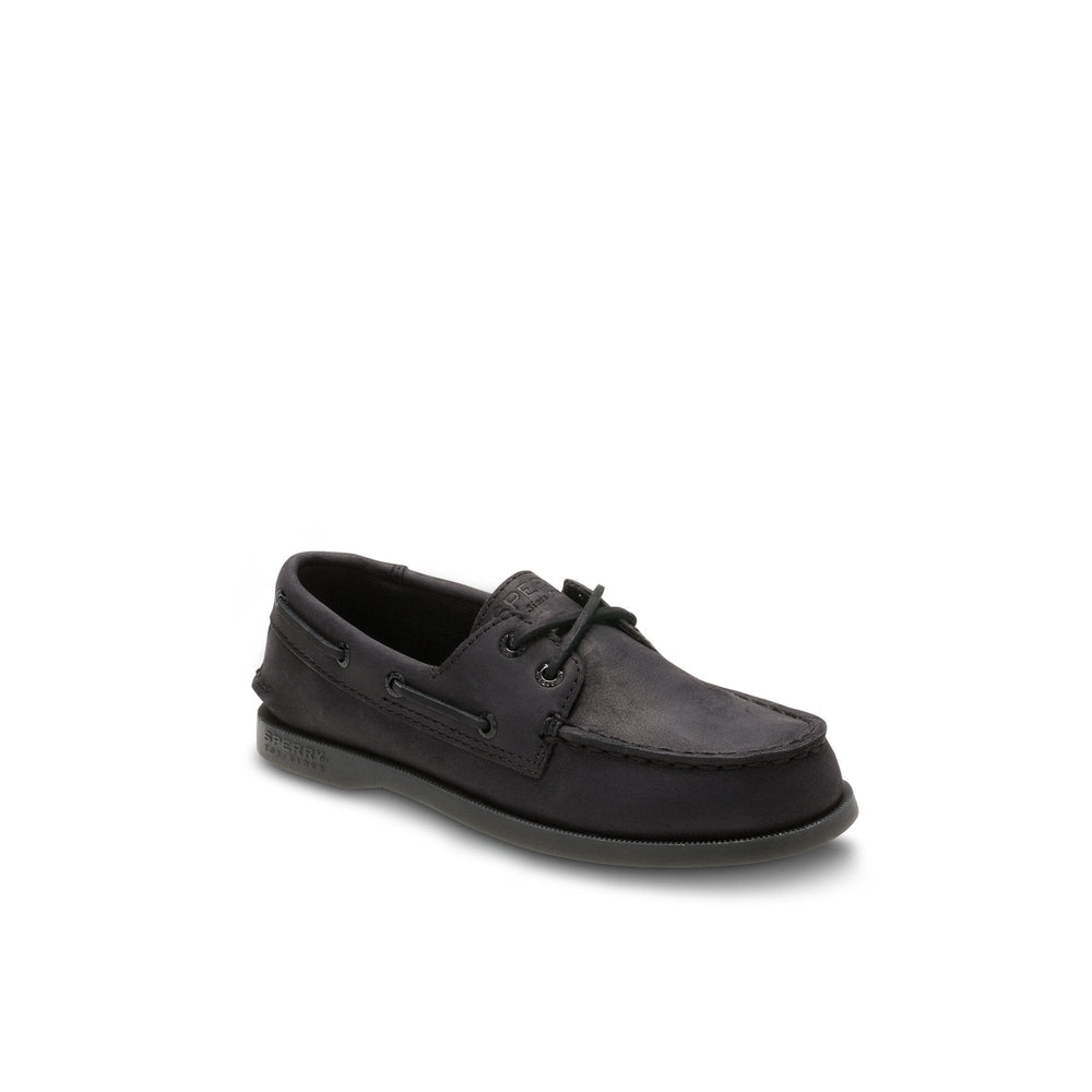 Aokleather Black Kids Boat Shoes