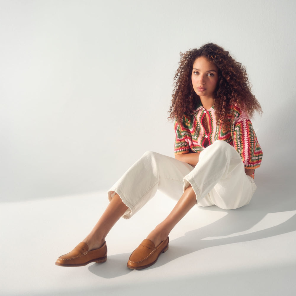 Seaport Penny Leather Loafer Medium Beige